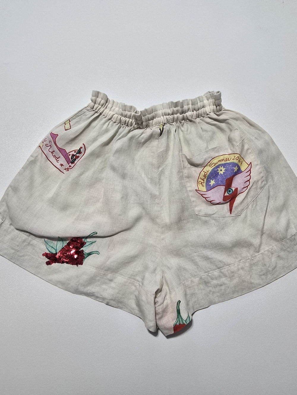 RHODE Audrina Short Off-White Graphic Lilen Size M - Picture 6 of 12